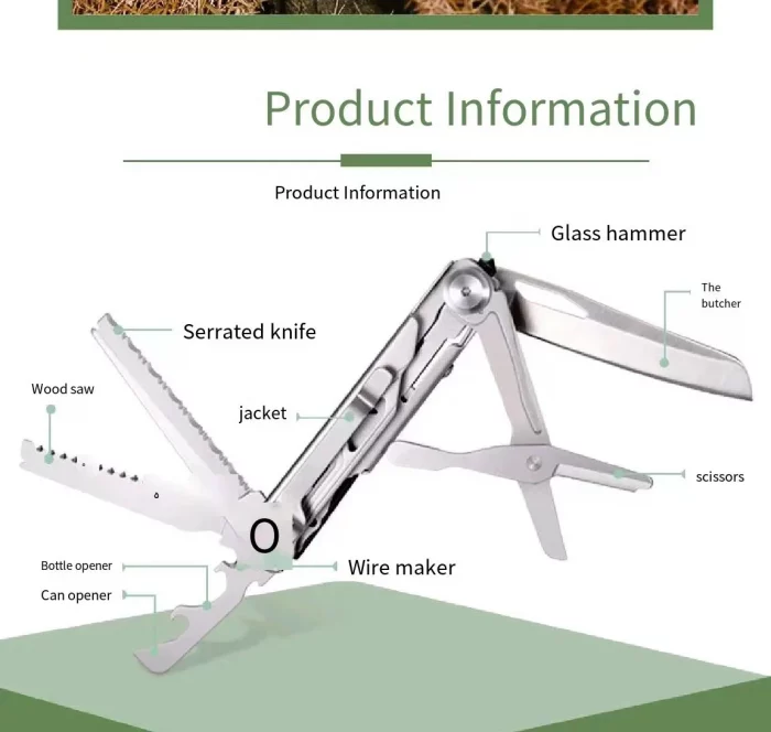 Cuchillo de bolsillo plegable, llavero, cuchillo del ejército, regalos para el Día del Padre, supervivencia al aire libre, tijeras, abrebotellas, sierra, todo en uno - Imagen 5